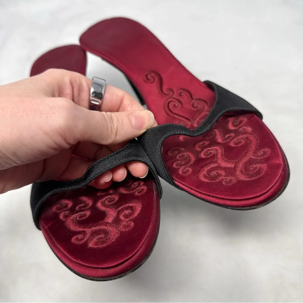 Giuseppe Zanotti Vicini Vintage Y2K Silk Satin Minimalist Slide Mule Sandal Heel - Picture 5 of 15